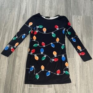 Christmas lights long sleeve dress black size medium